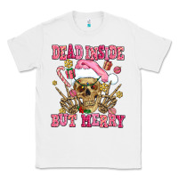 White dead inside but merry  pink christmas skeleton Classic Tee - AdoDesignShop