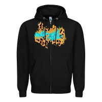 Black glitter leopard turquoise patch Zipper Hoodie - AdoDesignShop