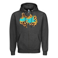 Charcoal Heather glitter leopard turquoise patch Zipper Hoodie - AdoDesignShop