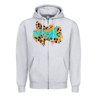 Heather Grey glitter leopard turquoise patch Zipper Hoodie - AdoDesignShop