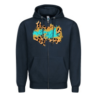 Navy glitter leopard turquoise patch Zipper Hoodie - AdoDesignShop