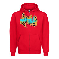 Red glitter leopard turquoise patch Zipper Hoodie - AdoDesignShop