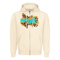 Sandshell glitter leopard turquoise patch Zipper Hoodie - AdoDesignShop