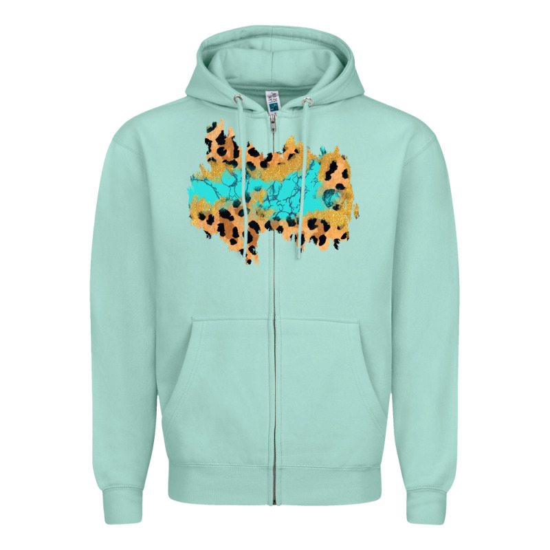 Glitter Leopard Turquoise Patch Zipper Hoodie by AdoDesignShop | Teevron