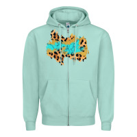 Seafoam glitter leopard turquoise patch Zipper Hoodie - AdoDesignShop