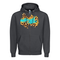 Smoke glitter leopard turquoise patch Zipper Hoodie - AdoDesignShop
