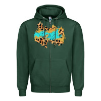 Sports Green glitter leopard turquoise patch Zipper Hoodie - AdoDesignShop