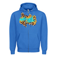 True Royal glitter leopard turquoise patch Zipper Hoodie - AdoDesignShop