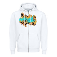 White glitter leopard turquoise patch Zipper Hoodie - AdoDesignShop