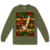 Army Green snow and beer bottles Long Sleeve Tee - AdoDesignShop