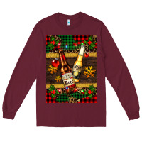Burgundy snow and beer bottles Long Sleeve Tee - AdoDesignShop