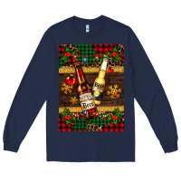 Navy snow and beer bottles Long Sleeve Tee - AdoDesignShop