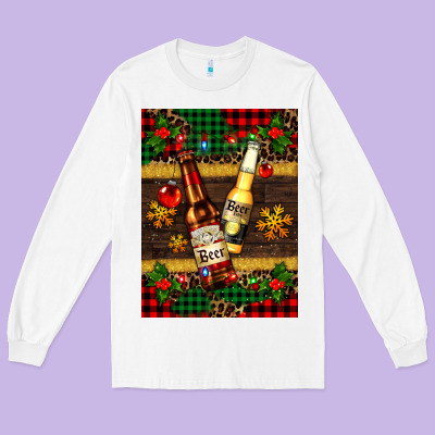 Snow And Beer Bottles Long Sleeve Tee Designed By Adodesignshop