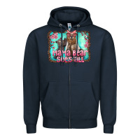 Navy mama bear sees all Zipper Hoodie - Artiststas