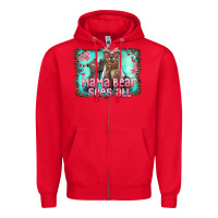 Red mama bear sees all Zipper Hoodie - Artiststas