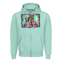 Seafoam mama bear sees all Zipper Hoodie - Artiststas