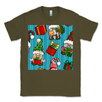 Army Green christmas gnomes and gift box seamless pattern Classic Tee - BundleAndBundleShop