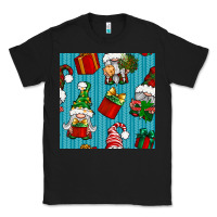 Black christmas gnomes and gift box seamless pattern Classic Tee - BundleAndBundleShop