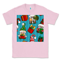 Bubblegum Pink christmas gnomes and gift box seamless pattern Classic Tee - BundleAndBundleShop