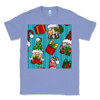 Colony Blue christmas gnomes and gift box seamless pattern Classic Tee - BundleAndBundleShop