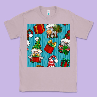 Christmas Gnomes And Gift Box Seamless Pattern Classic Tee Designed By Bundleandbundleshop
