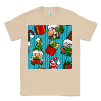 Mushroom christmas gnomes and gift box seamless pattern Classic Tee - BundleAndBundleShop