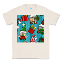 Natural christmas gnomes and gift box seamless pattern Classic Tee - BundleAndBundleShop