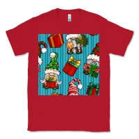 Red christmas gnomes and gift box seamless pattern Classic Tee - BundleAndBundleShop