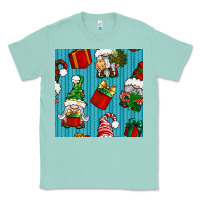 Seafoam christmas gnomes and gift box seamless pattern Classic Tee - BundleAndBundleShop