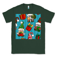 Sports Green christmas gnomes and gift box seamless pattern Classic Tee - BundleAndBundleShop