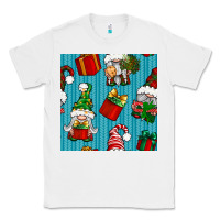White christmas gnomes and gift box seamless pattern Classic Tee - BundleAndBundleShop