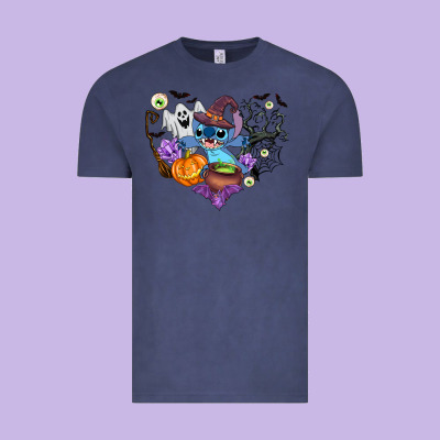 Stitch Heart Halloween Vintage Tee Designed By Adodesignshop