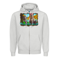 Dove Grey mama bear sees all with sunflowers Zipper Hoodie - Artiststas