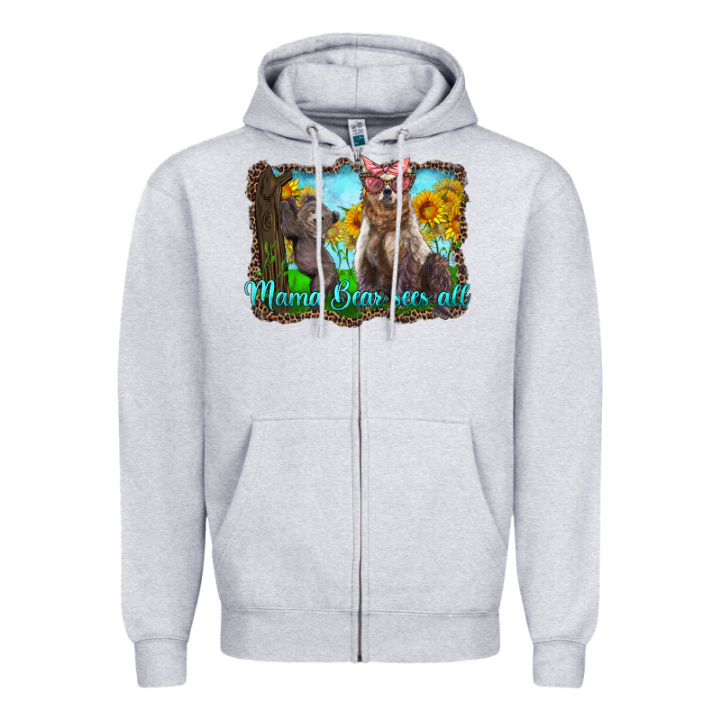 Mama Bear Sees All With Sunflowers Zipper Hoodie by Artiststas | Teevron