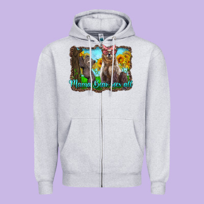 Mama Bear Sees All With Sunflowers Zipper Hoodie Designed By Artiststas