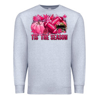 Heather Grey Tis' the season Football Breast Cancer Premium Sweatshirt - NancyCooperArtShop