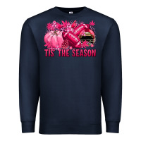 Navy Tis' the season Football Breast Cancer Premium Sweatshirt - NancyCooperArtShop