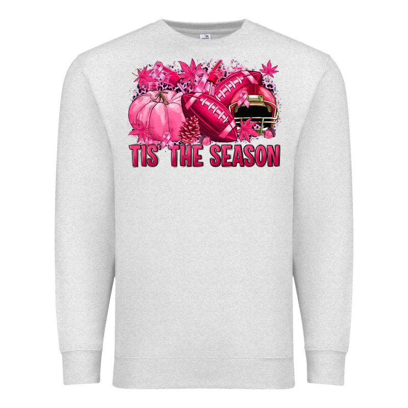 Tis' The Season Football Breast Cancer Premium Sweatshirt by NancyCooperArtShop | Teevron