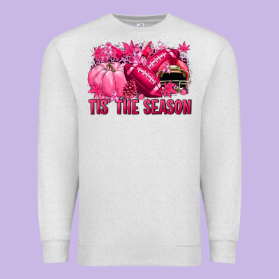 Tis' The Season Football Breast Cancer Premium Sweatshirt Designed By Nancycooperartshop