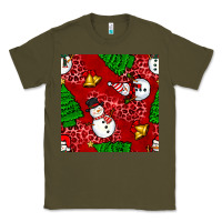 Army Green christmas snowman and trees seamless pattern Classic Tee - BundleAndBundleShop