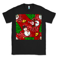 Black christmas snowman and trees seamless pattern Classic Tee - BundleAndBundleShop