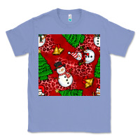 Colony Blue christmas snowman and trees seamless pattern Classic Tee - BundleAndBundleShop