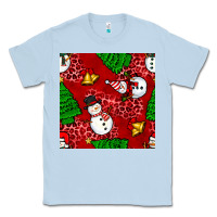 Dusty Blue christmas snowman and trees seamless pattern Classic Tee - BundleAndBundleShop