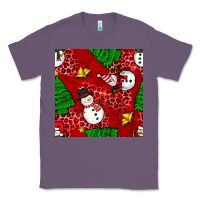 Lavender christmas snowman and trees seamless pattern Classic Tee - BundleAndBundleShop