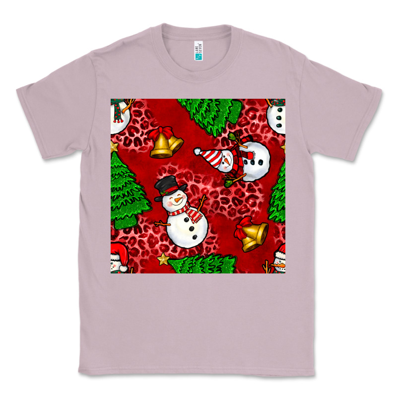 Christmas Snowman And Trees Seamless Pattern Classic Tee by BundleAndBundleShop | Teevron
