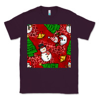 Plum christmas snowman and trees seamless pattern Classic Tee - BundleAndBundleShop