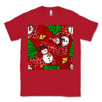 Red christmas snowman and trees seamless pattern Classic Tee - BundleAndBundleShop
