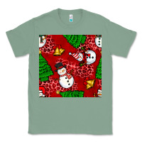 Sage christmas snowman and trees seamless pattern Classic Tee - BundleAndBundleShop