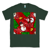 Sports Green christmas snowman and trees seamless pattern Classic Tee - BundleAndBundleShop