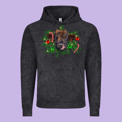 Christmas Highland Calf Vintage Hoodie Designed By Ranaportraitstore
